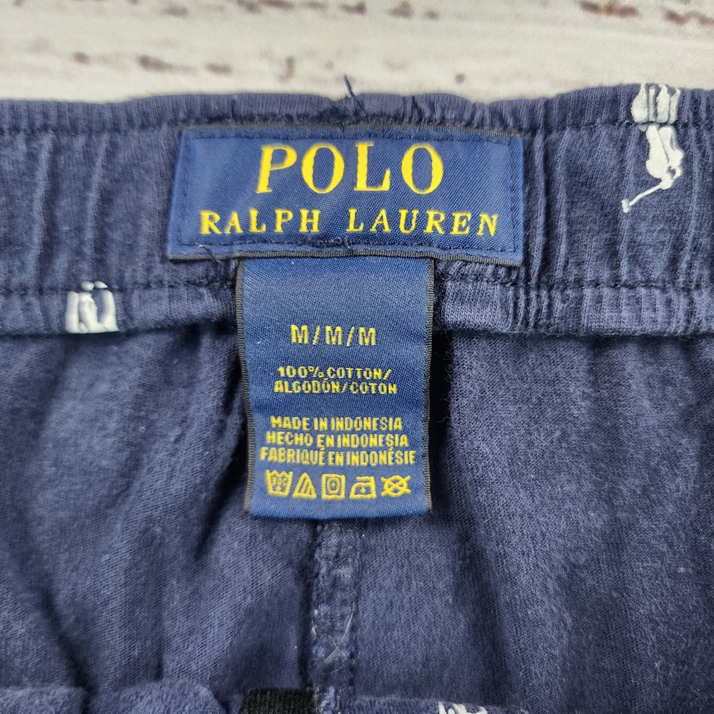 Polo Ralph Lauren Allover Pony Cotton Jogger Men's M Navy Pajama Lounge Pants - Picture 3 of 6